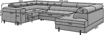 Fectory Sectional Storage Sleeper Chaise Sofa - Grey