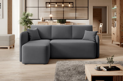 Canapé d'angle convertible 3 places avec rangement Hadson - Gris