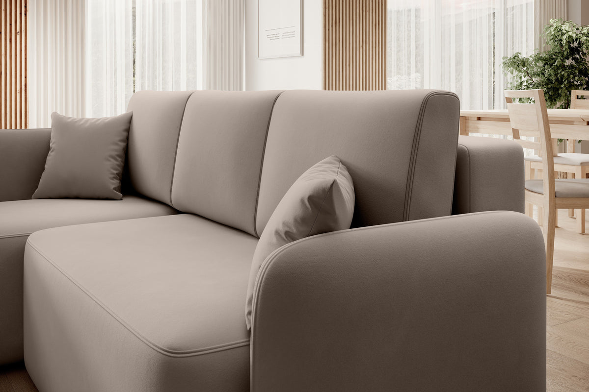 Hadson 3 Seater Storage Sleeper Chaise Sofa - Beige