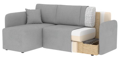 Canapé d'angle convertible 3 places avec rangement Hadson - Gris