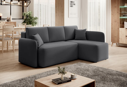 Canapé d'angle convertible 3 places avec rangement Hadson - Gris