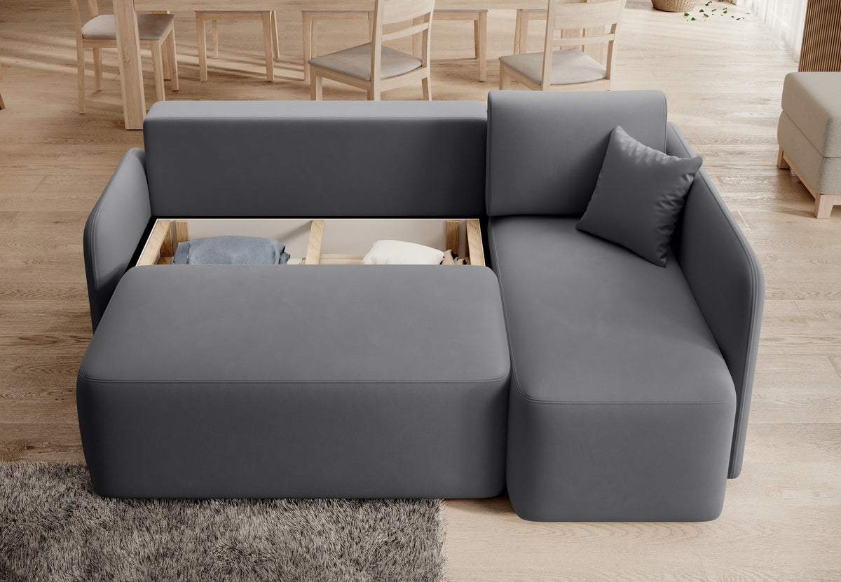Canapé d'angle convertible 3 places avec rangement Hadson - Gris