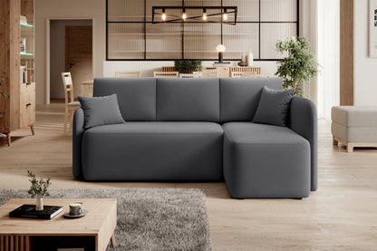 Canapé d'angle convertible 3 places avec rangement Hadson - Gris