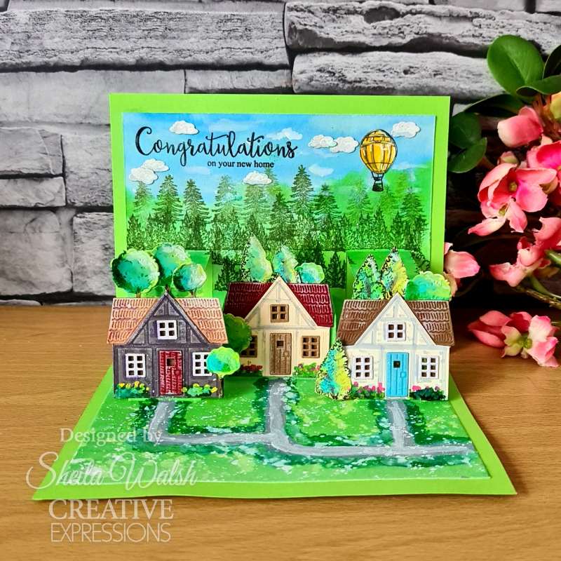 Creative Expressions Sue Wilson Village Scenes Ensemble de tampons 4 po x 6 po