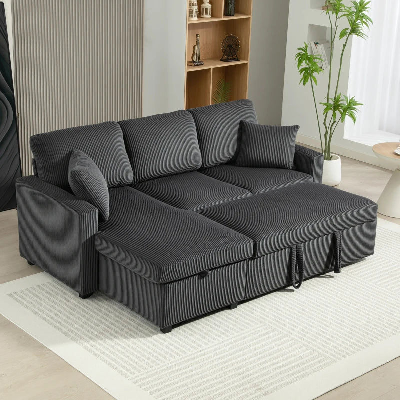 Canapé sectionnel convertible Leo 81" avec rangement et méridienne - Gris foncé