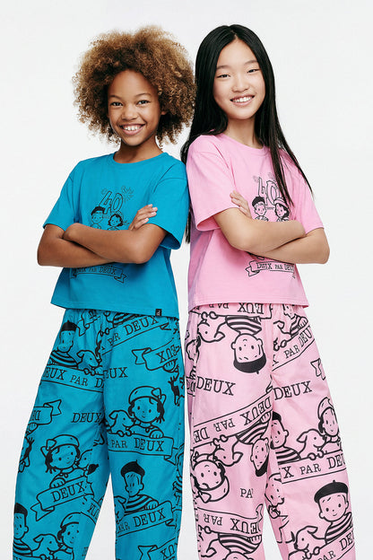 40th Anniversary Adult Printed Poplin Pant Sky Blue