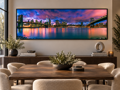 East River & Brooklyn Bridge Canvas Wall Art | NYC Panoramic