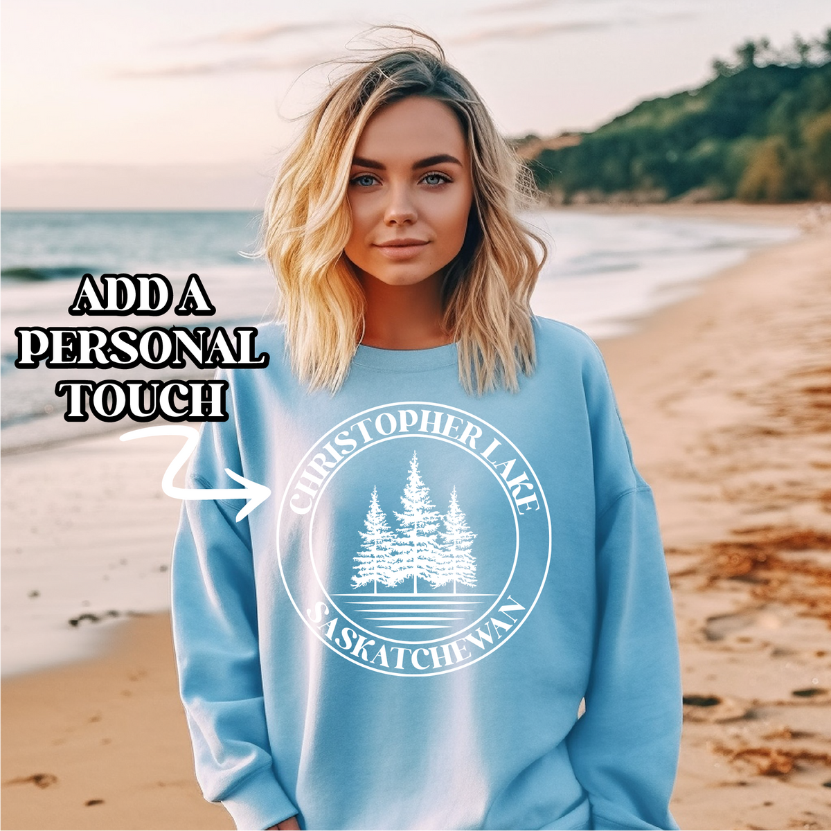 Sweat-shirt personnalisé lac en forme de cercle | Vêtements personnalisés