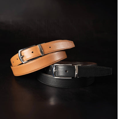 La ceinture Harvey Dent – Ceinture réversible en cuir pleine fleur grainé extra-fine de 30 mm avec surpiqûres