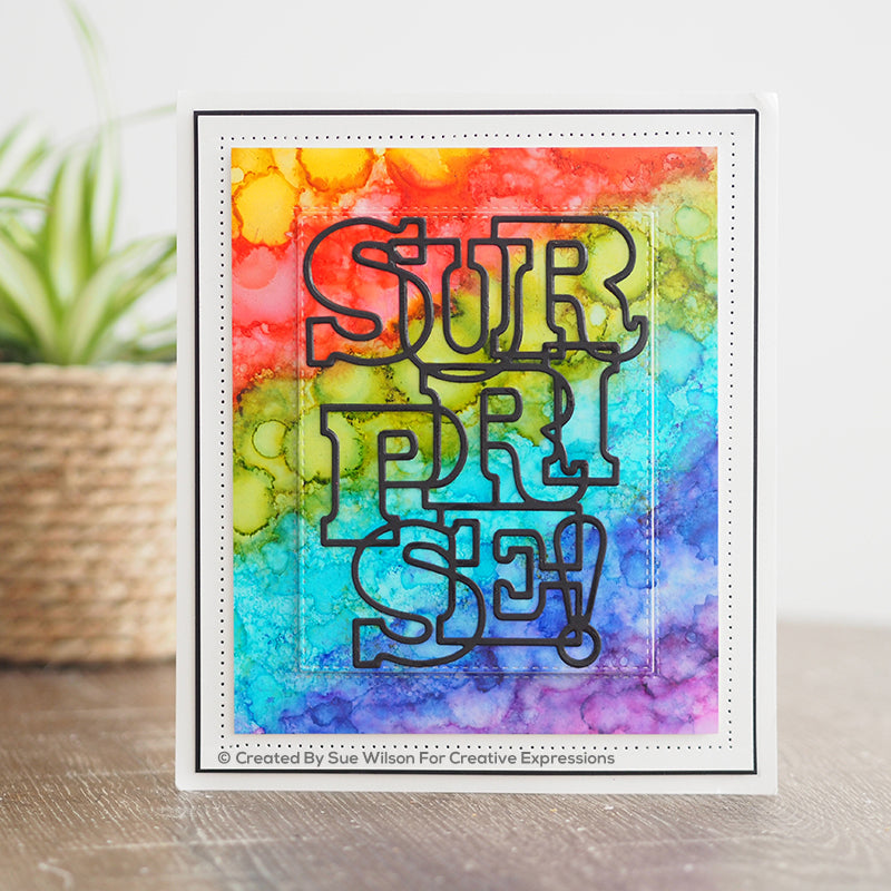 Matrices de découpe et tampons Surprise Big Bold Words de Sue Wilson