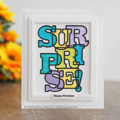 Matrices de découpe et tampons Surprise Big Bold Words de Sue Wilson