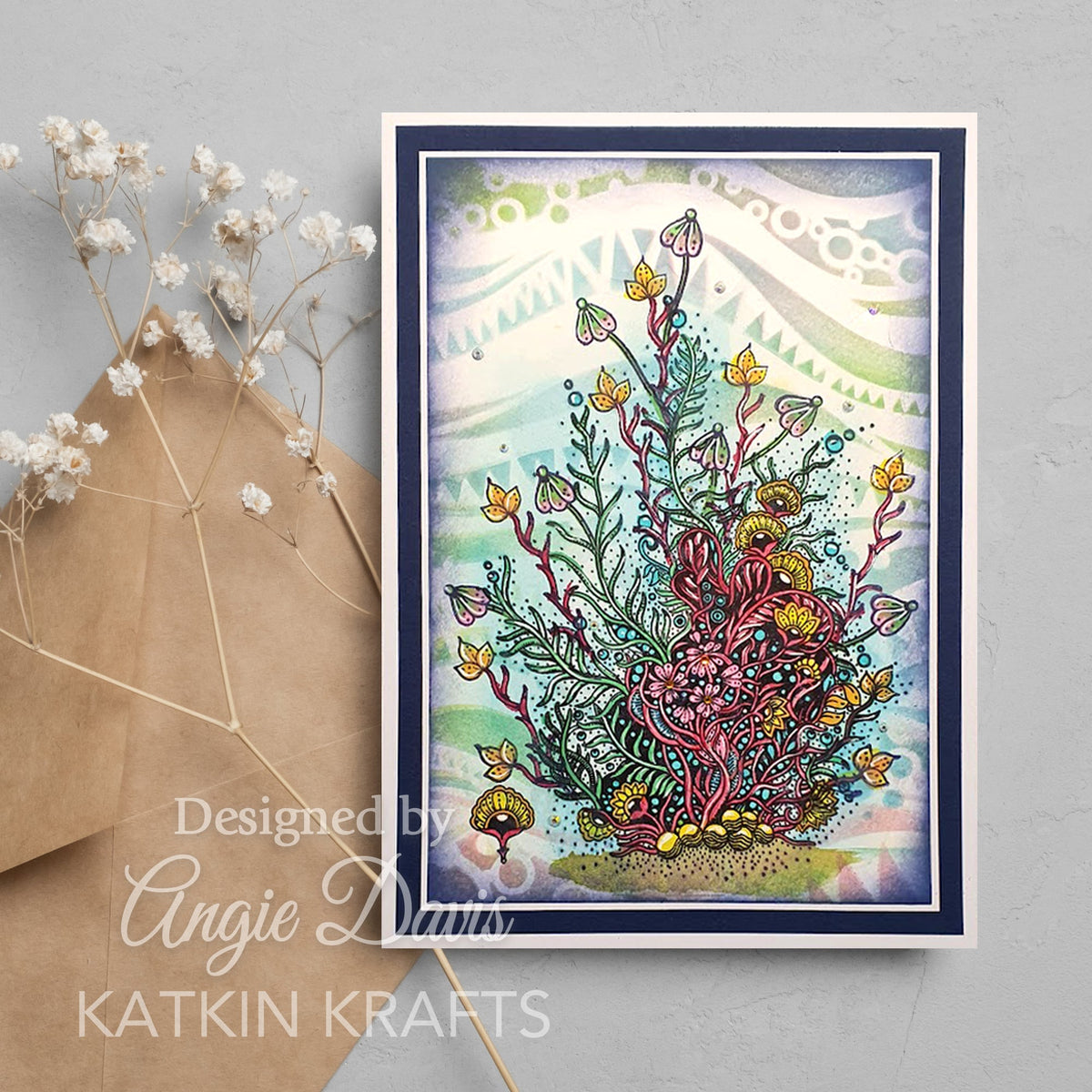 Katkin Krafts Coral Waters Lot de tampons transparents 6 x 8 po
