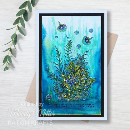 Katkin Krafts Coral Waters Lot de tampons transparents 6 x 8 po