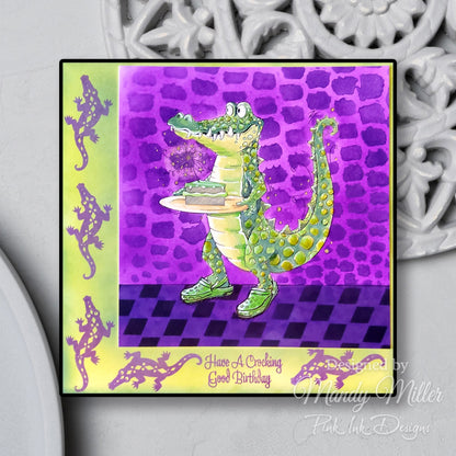 Pink Ink Designs Pochoir Crocodile 7 po x 7 po