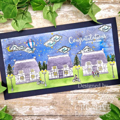 Creative Expressions Sue Wilson Village Scenes Ensemble de tampons 4 po x 6 po