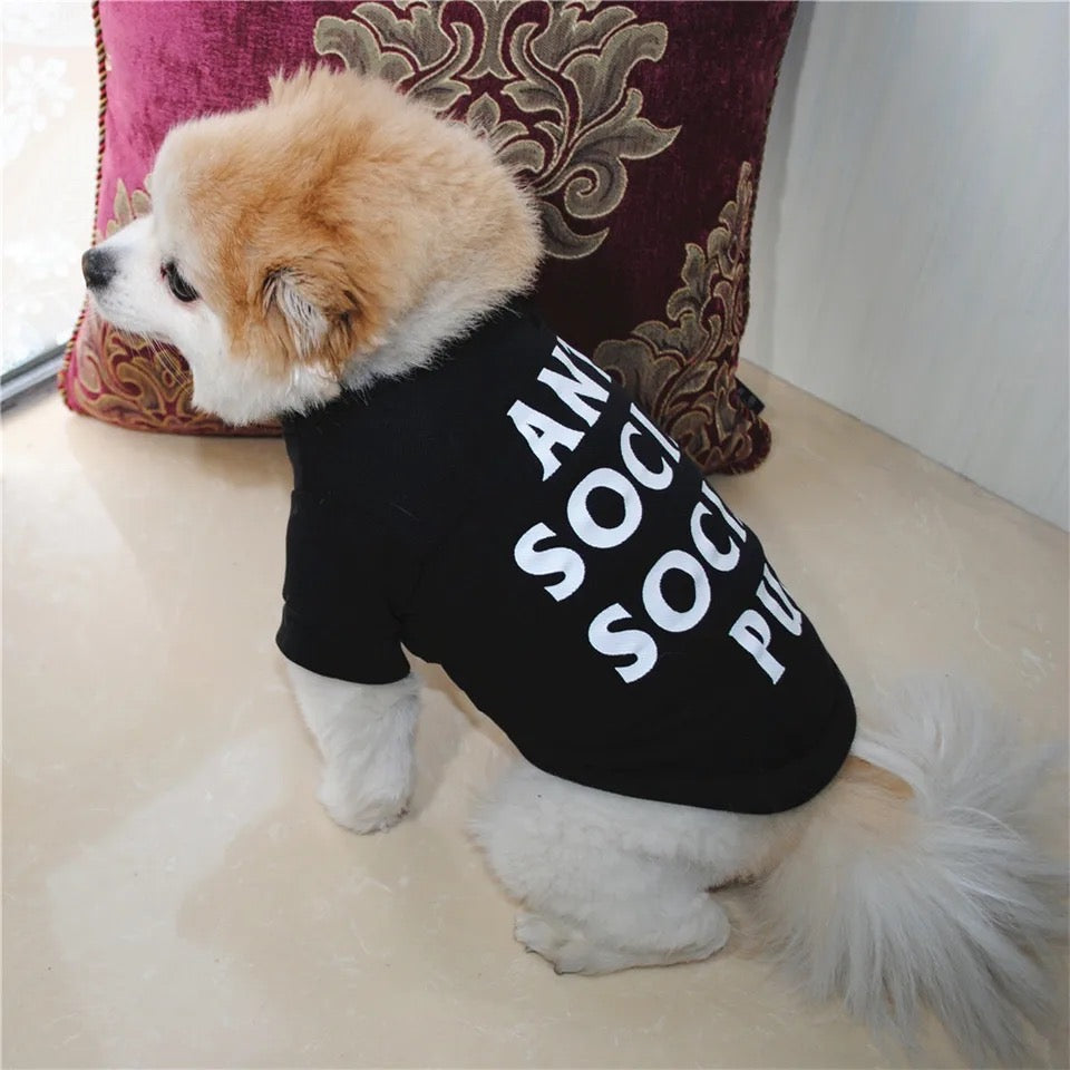 T-shirt « Anti Social Social Pup » | T-shirt graphique pour chien