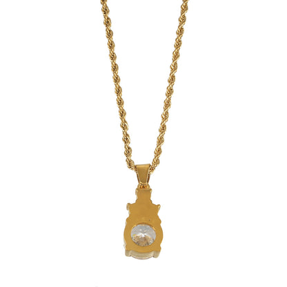 DANAE Gold: Textured Rope Chain with Zirconia Gems Pendant – Trio of Mini Stones on a Larger Gem