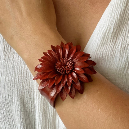 Leather Flower Cuff
