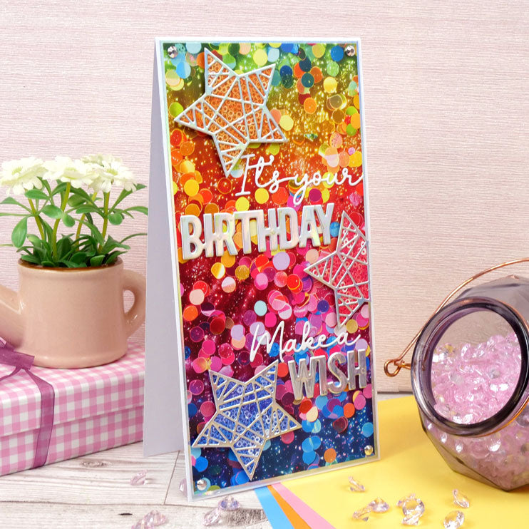 Blocs de papier Duo Design – Arc-en-ciel irisé et Paillettes scintillantes