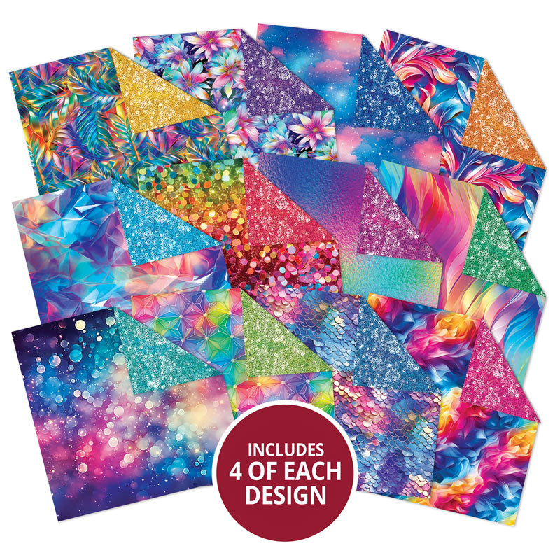 Blocs de papier Duo Design – Arc-en-ciel irisé et Paillettes scintillantes