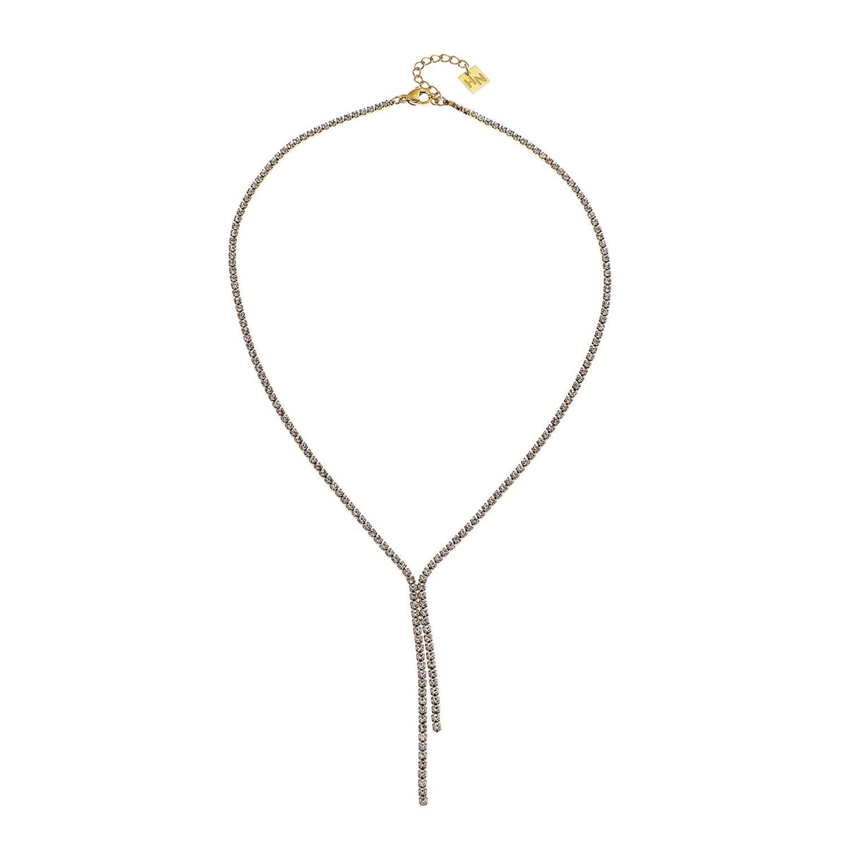 DIANA Collier chaîne avec zircons sertis pavé et détail lariat