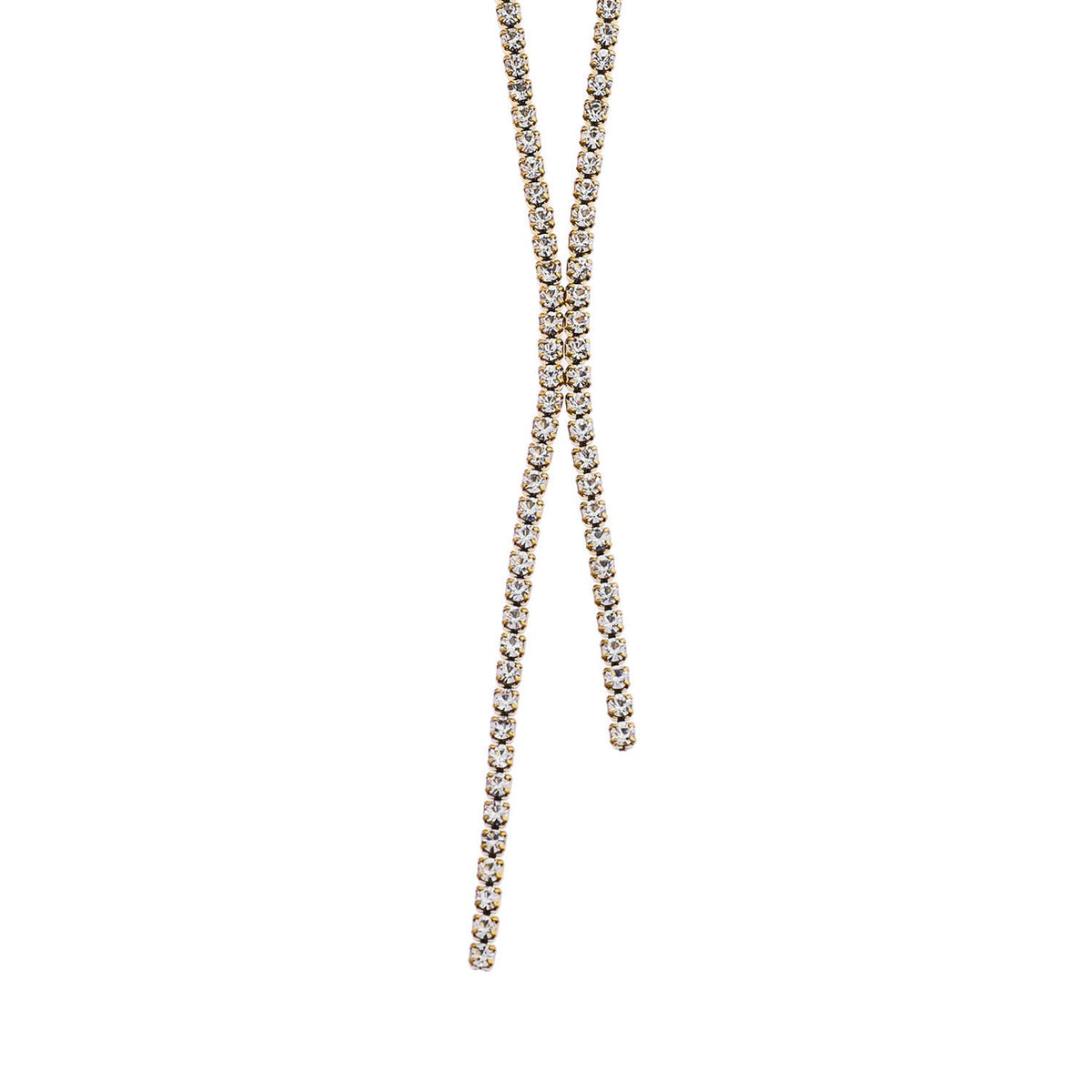 DIANA Collier chaîne avec zircons sertis pavé et détail lariat