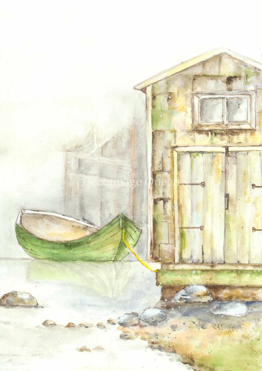 Ellen J Goods - Cabane à Bateaux Matinale sur Papier de Riz A4 - 5 Feuilles