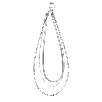 GEILNAR: Collier à triple couche à chaînes mélangées en argent