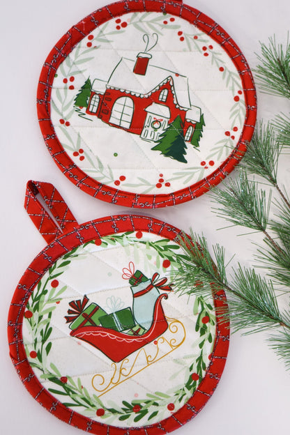 Gui et Houx Panneau de jupe de sapin et de manique 54 po x 54 po