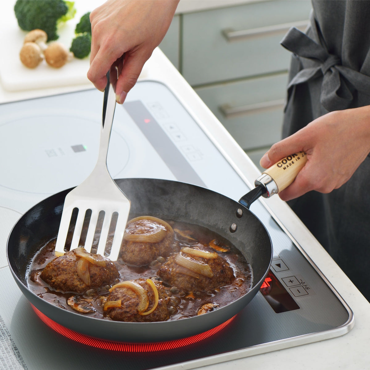 Yoshikawa Cook-Pal Ren 24cm Nitrided Carbon Steel Deep Frying Pan
