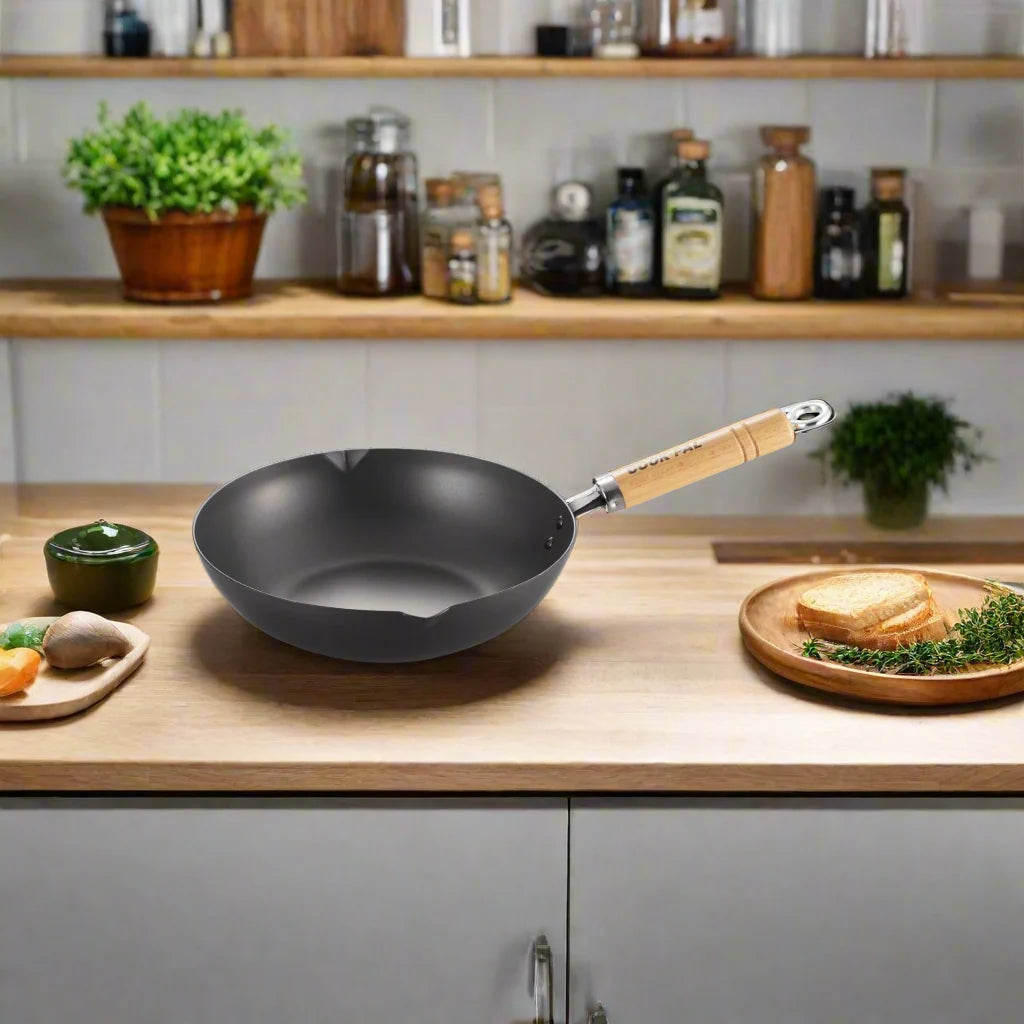 Yoshikawa Cook-Pal Ren 24cm Nitrided Carbon Steel Deep Frying Pan