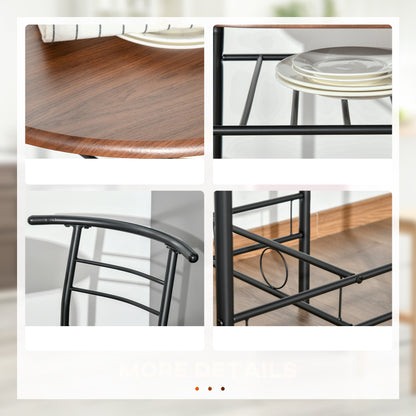 Ensemble de salle à manger Foden 3 pièces avec étagère, pour petits espaces-Marron naturel