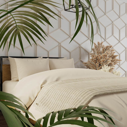 Housse de couette et taies d'oreiller en percale de coton bio essentielle