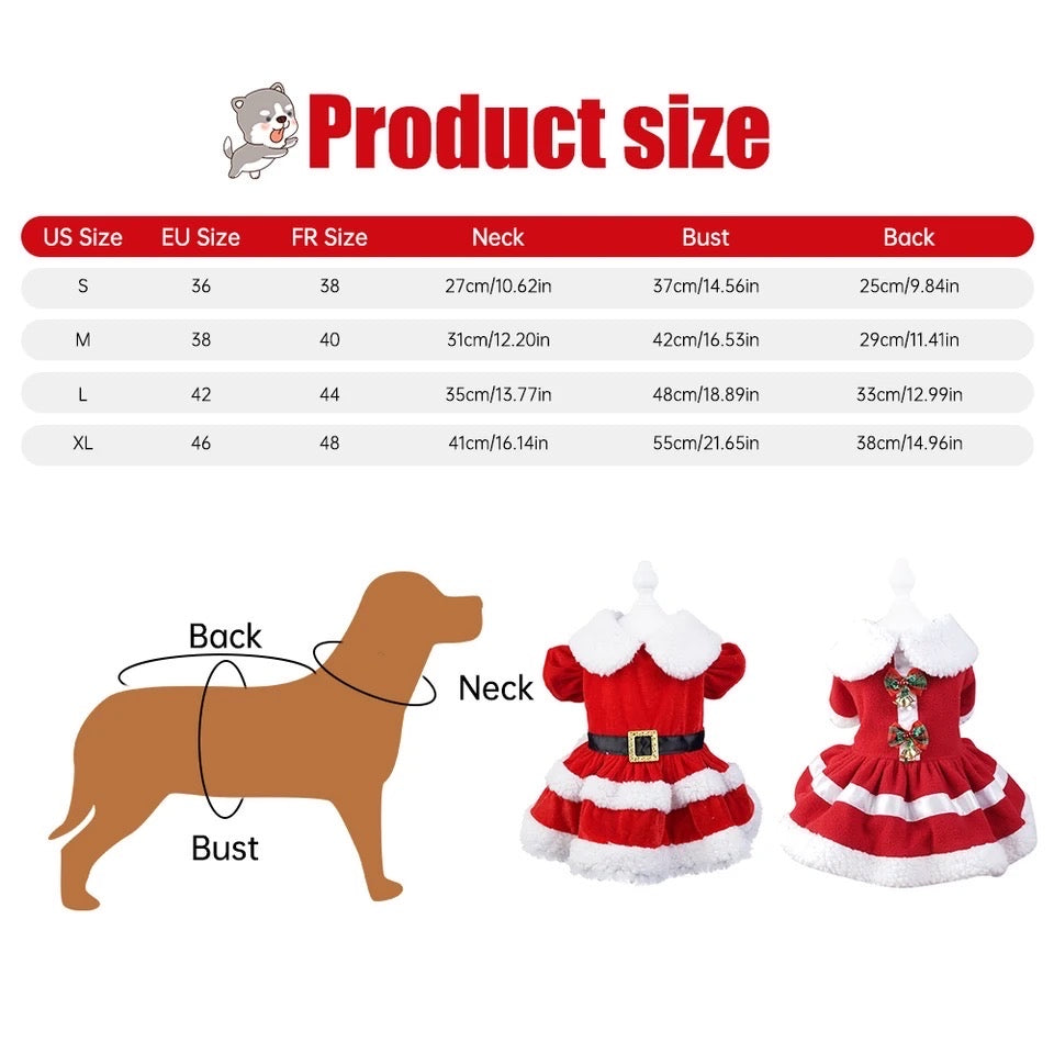 Mrs Claus Dog Christmas Dress | Holiday Outfit