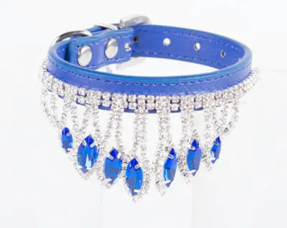 Collier pour chien couronne saphir | Collier pour chien en strass
