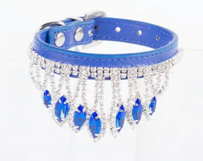 Collier pour chien couronne saphir | Collier pour chien en strass