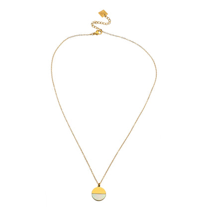 EMERSYN Gold: Minimalist Metal & Shell Circle Pendant Necklace