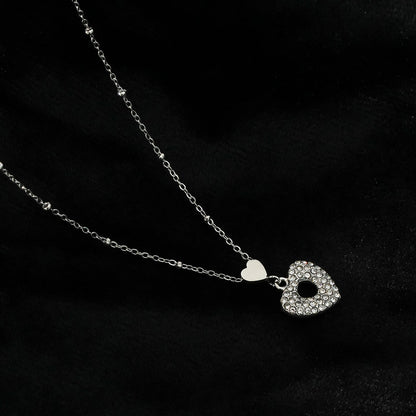 ETERNAL: Double Heart Pavé Zirconia Embedded Pendant Chain Necklace