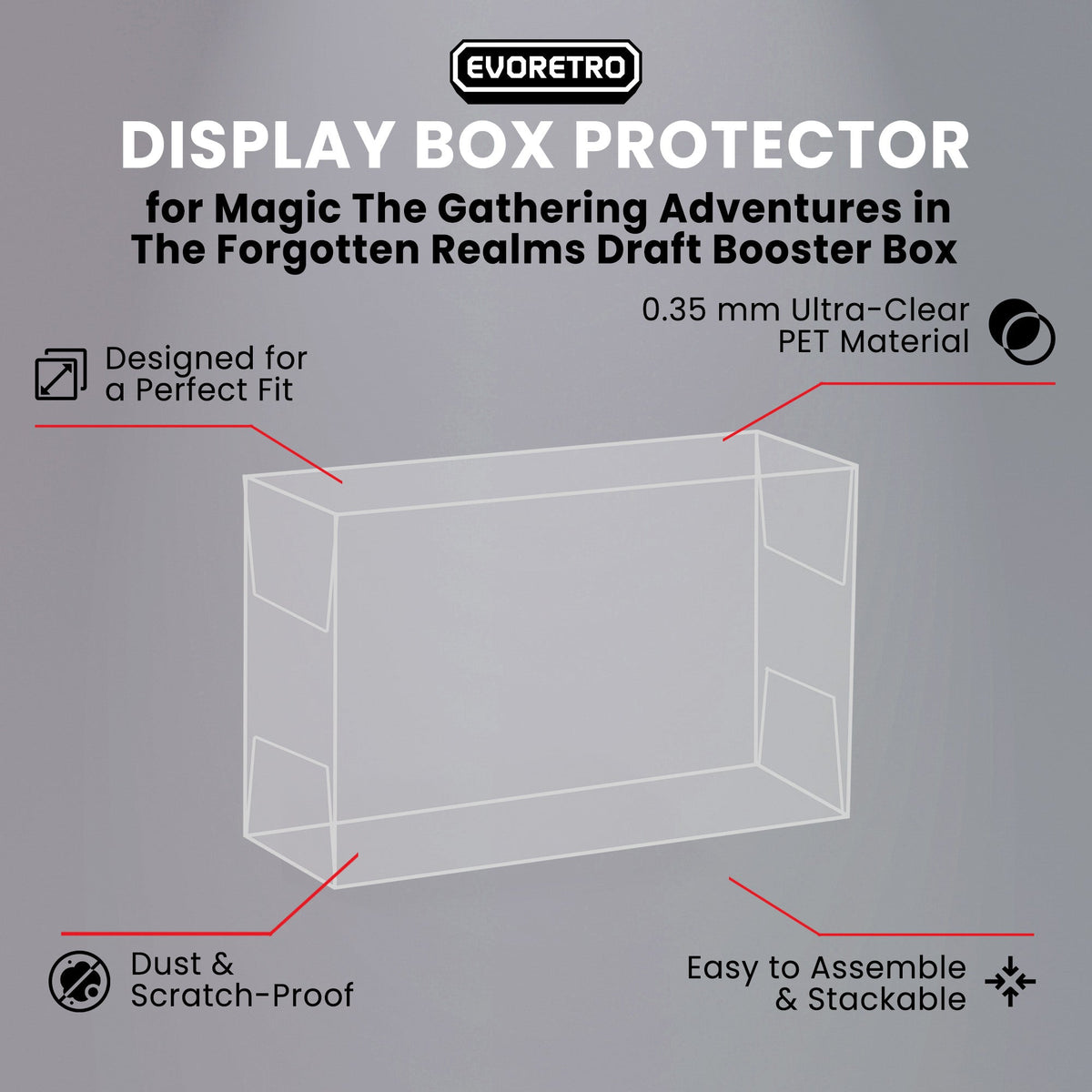 Magic The Gathering Adventures in The Forgotten Realms Draft Booster Box - EVORETRO PET Protector 0.35MM - Pack of 1