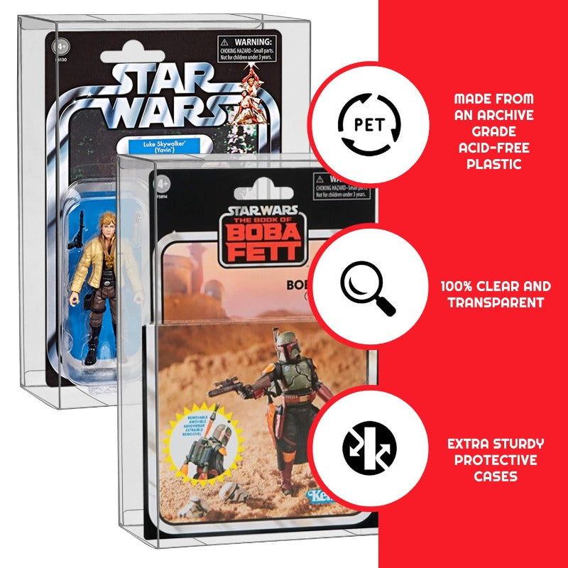 EVORETRO Action Figure Display Case for Carded Star Wars and GI Joe 3.75'' Deep 44MM - 10 Pack