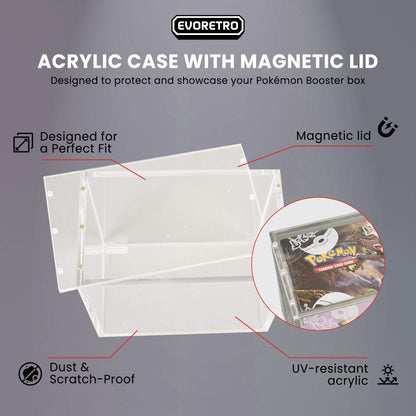 EVORETRO Acrylic Case for Pokemon Booster Box with Magnetic Lid Pack of 1
