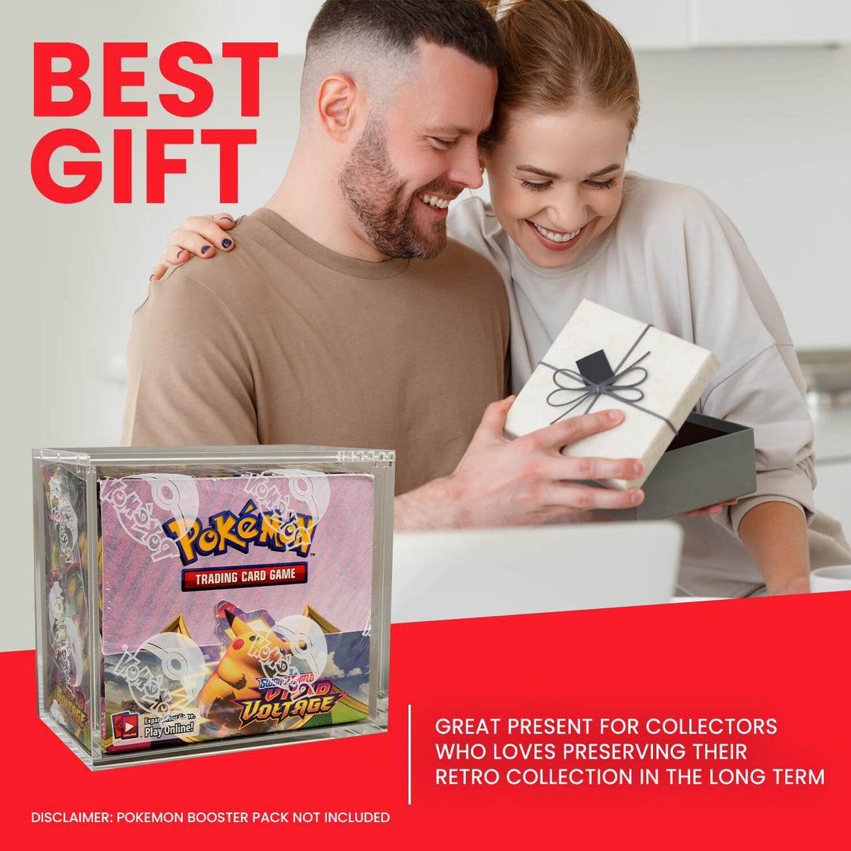 EVORETRO Acrylic Case for Pokemon Booster Box with Magnetic Lid Pack of 1