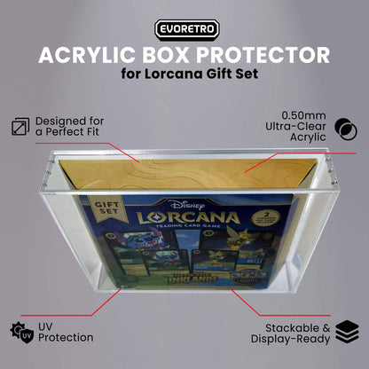 1x Lorcana Gift Set EVORETRO Display Case – 5mm Acrylic, Magnetic Lid
