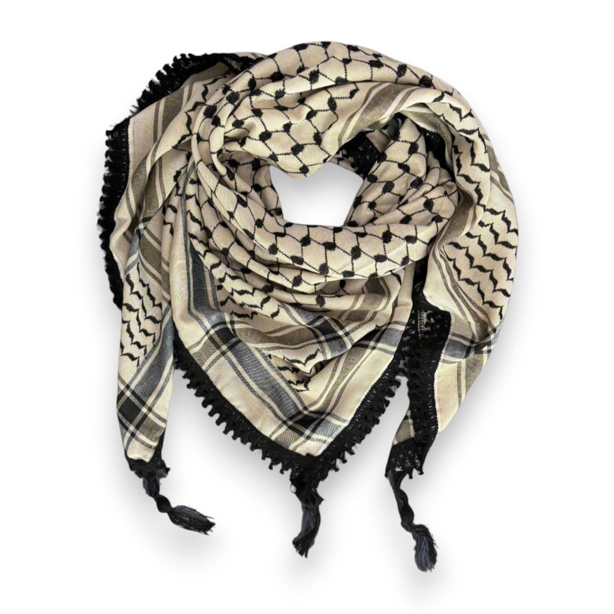 Black Echoes Kufiya – Earthy Beige