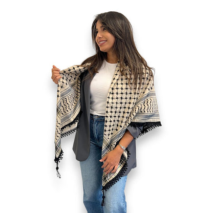 Black Echoes Kufiya – Earthy Beige