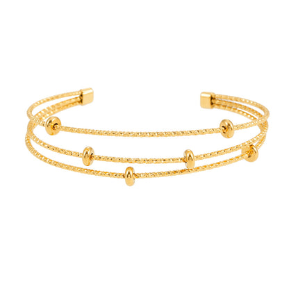Bracelet perles texturées triple rang Style FARZIKA Gold