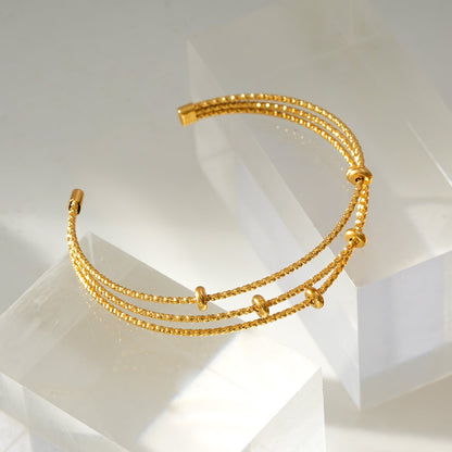 Bracelet perles texturées triple rang Style FARZIKA Gold