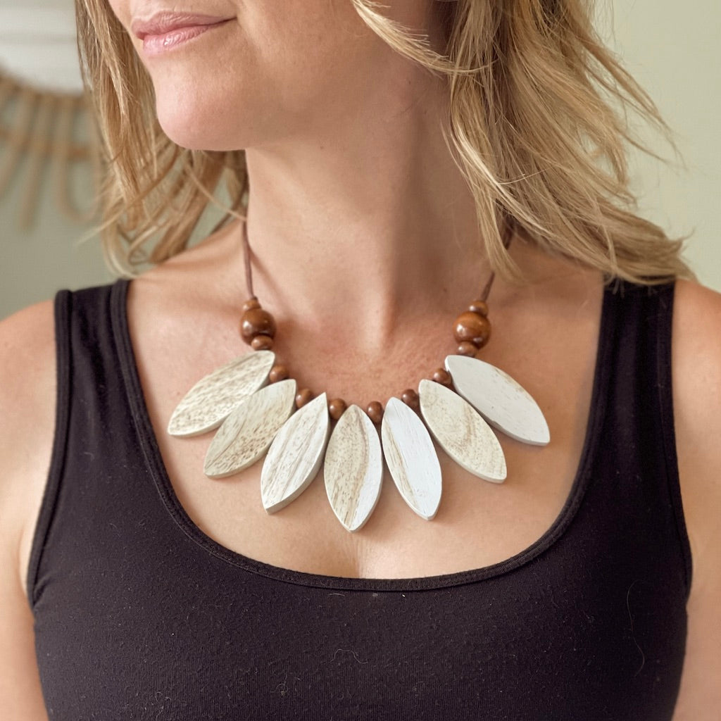 Wooden Petal Necklace