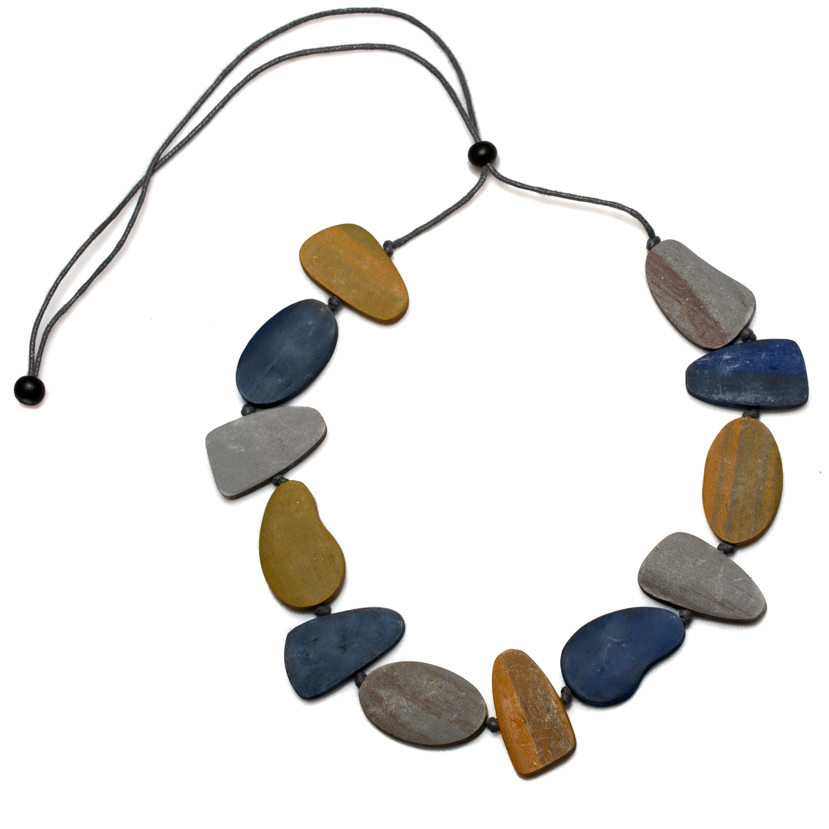 Collier galet en bois