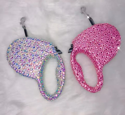 Enrouleur de laisse Bling-Bling – Laisse rétractable de luxe avec strass pour chien